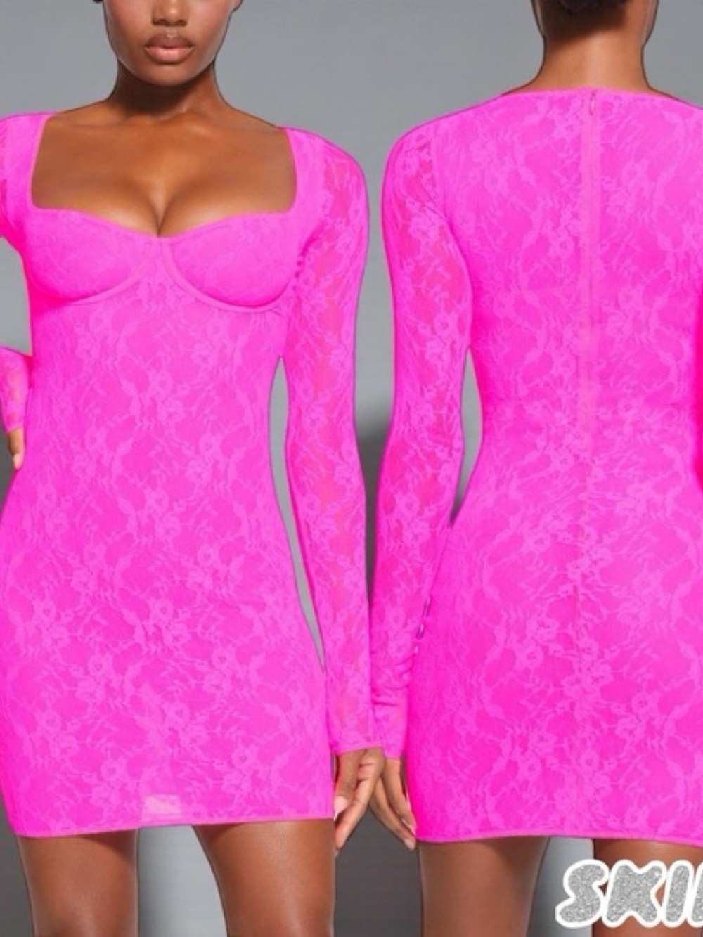 Skims pink lace mini dress #loungewear #glamour #party